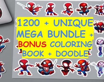 1200+ Spiderman Stickers + Chibi PNG|PDF Bundle | Superhero Clipart | PDF Files | Digital Download for Cricut, Sublimation & Printing