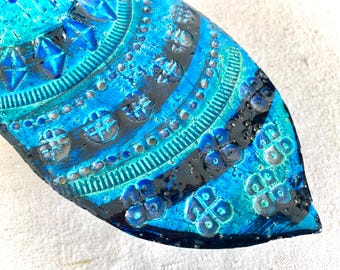 Vintage Bitossi Rimini Blue Bird Dish Aldo Londi Mid-century