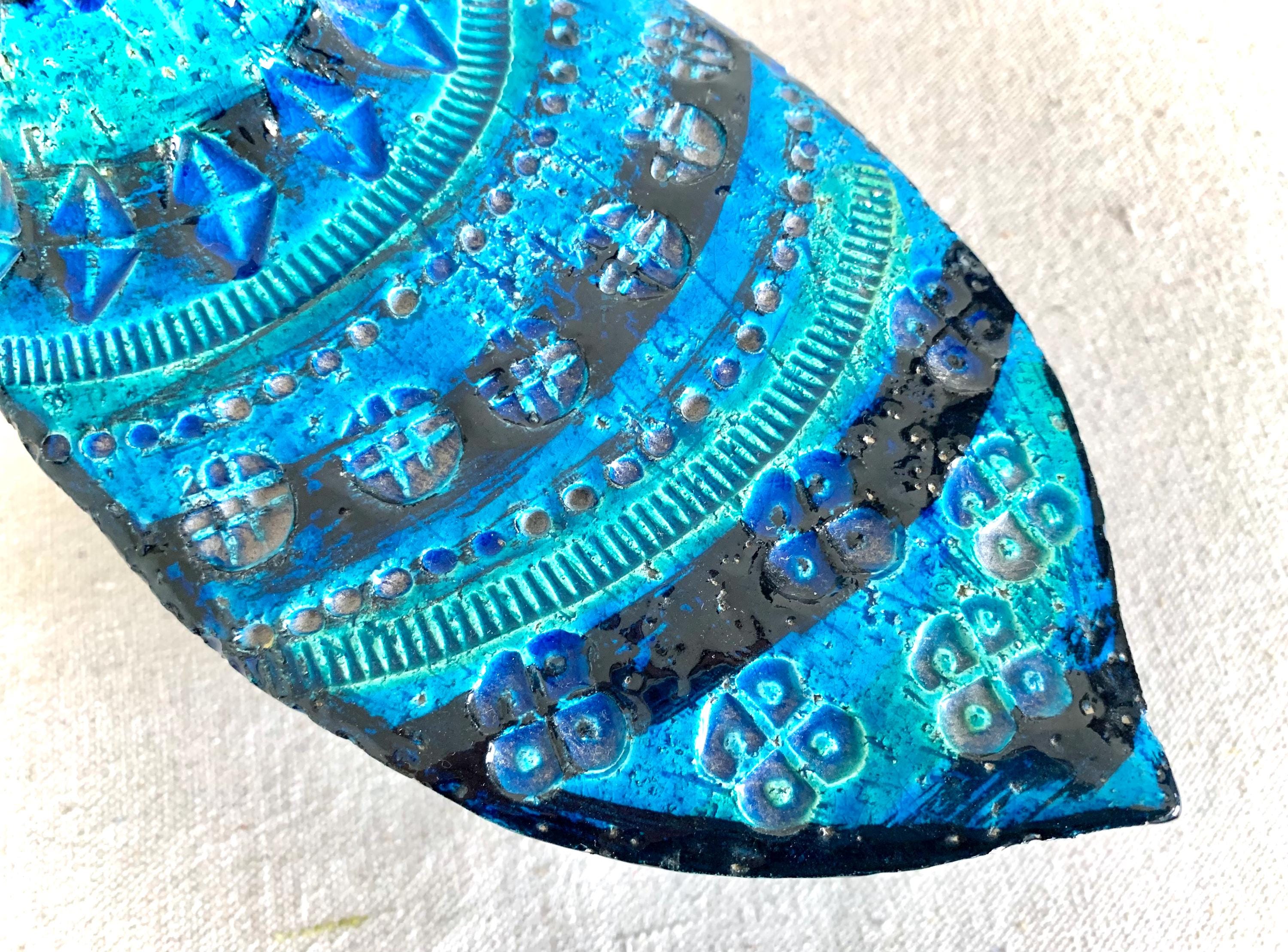 Vintage Bitossi Rimini Blue Bird Dish Aldo Londi Mid-century