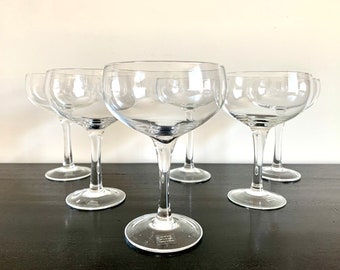 Set of 6 Large Bowl Coupe Cocktail Glasses Handmade Vintage Barware Rounded Wide Bowl 10 ounce Capacity