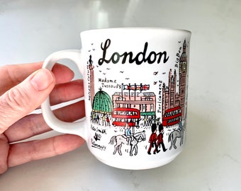 Vintage London Mug Collectible Sampson Souvenirs Peter Smith Picturemaps 90's era Illustrated Fun London Coffee or Tea Mug