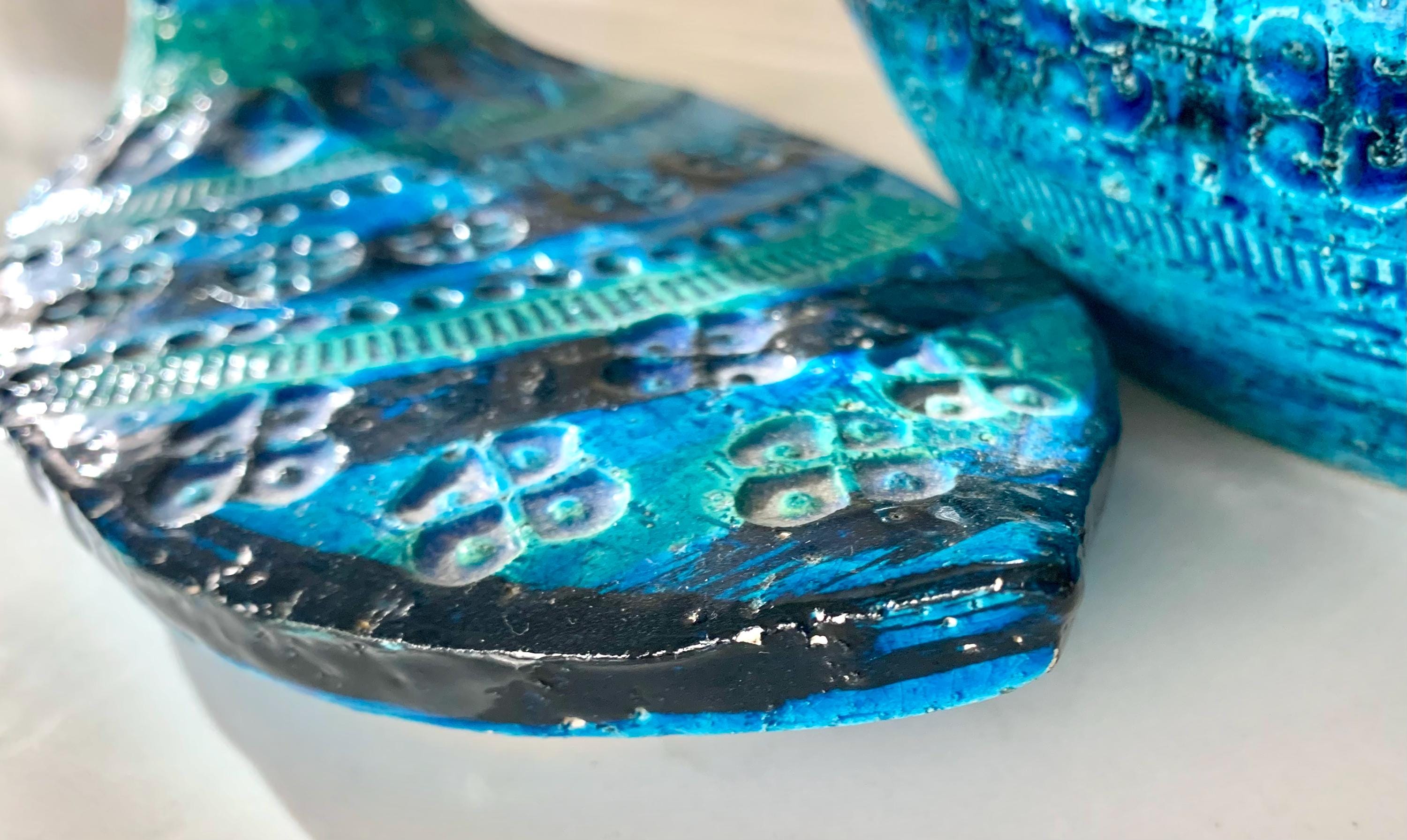 Vintage Bitossi Rimini Blue Bird Dish: Mid-century Ceramic Lidded