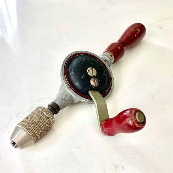 Vintage Stanley “100 Plus” Model 610 Hand Crank Drill Made in USA American Steel 1950's era Stanley Hand Drill Eggbeater Drill