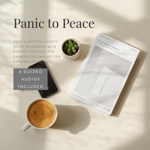 Cuaderno de ejercicios para aliviar los ataques de pánico / Planificador para la ansiedad / Técnicas de conexión con el presente / Herramientas de TCC / PDF imprimible + Audio