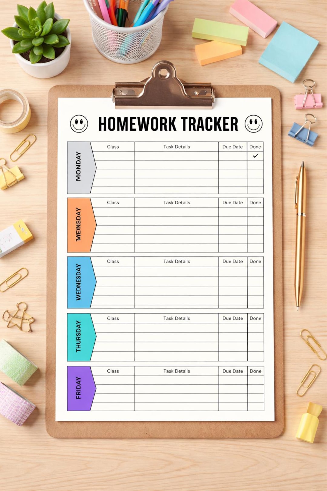 Homework Tracker Printable | Student Assignment Tracker | School ...