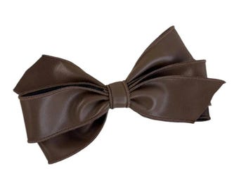 Spinka do włosów z kokardką ze sztucznej skóry | Elegancki, duży i mocny dodatek