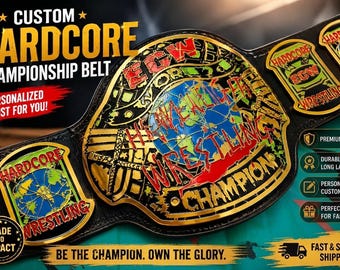 Custom Heavyweight Championship Wrestling Belt, Genuine Leather, Metal Plates