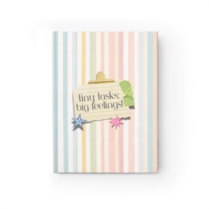 Tiny Tasks Big Feelings journal | Linjerad anteckningsbok, pastellränder