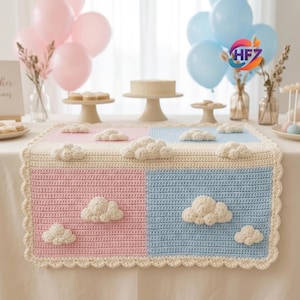 Pastel Cloud Puff Gender Reveal Baby Blanket Crochet Pattern PDF | Baby Blanket Pattern | Nursery Blanket | Instant Download
