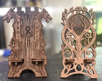 Soportes de madera para teléfono / Temática fantástica