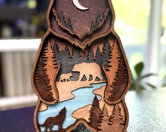 Arte de pared / Madera en capas / Oso