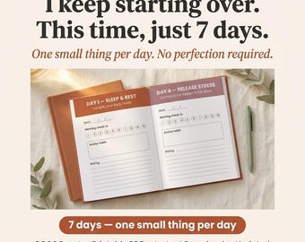 PCOS Journal Printable | 7-Day Reset for Fatigue, Irregular Cycles & Insulin Resistance | Gentle Hormone Tracker PDF