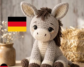 Schema per realizzare un asinello amigurumi all'uncinetto, istruzioni in PDF per ToyCrochet