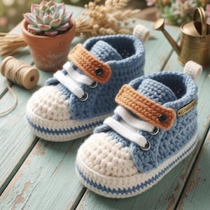 Mönster för virkade babysneakers | Enkla nybörjarstövlar (PDF-mönster)