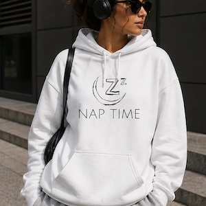 Nap Time Hoodie | Minimalist Moon ZZZ Print, Relaxed Fit Pullover, Unisex Hoodie
