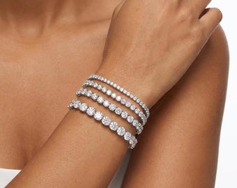 Certified VVS1 Moissanite Tennis Bracelet | 925 Sterling Silver & 18K Gold Tennis Bracelet | GRA Certified Moissanite Bracelet | D Color