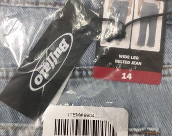 New w/Tags Buffalo Jeans Women's High Rise Wide Leg Belted 5- Pocket Jeans Size 14