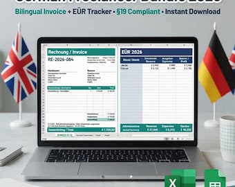 Bilingual Freelancer Bundle 2026: Invoice Template + EÜR Tracker §19 UStG