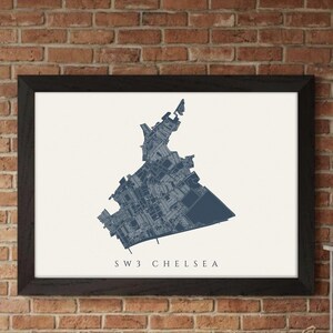 SW3 Chelsea London Map | Gallery Framed or Fine Art Print | Cadastral Property Map | Housewarming | Realtor Gift