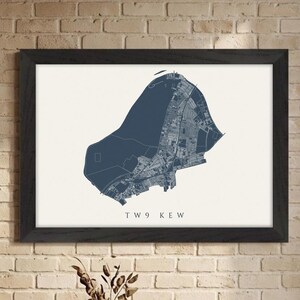 TW9 Kew London Map | Gallery Framed or Fine Art Print | Cadastral Property Map | Housewarming | Realtor Gift
