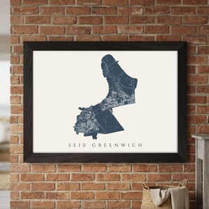 SE10 Greenwich London Map | Gallery Framed or Fine Art Print | Cadastral Property Map | Housewarming | Realtor Gift