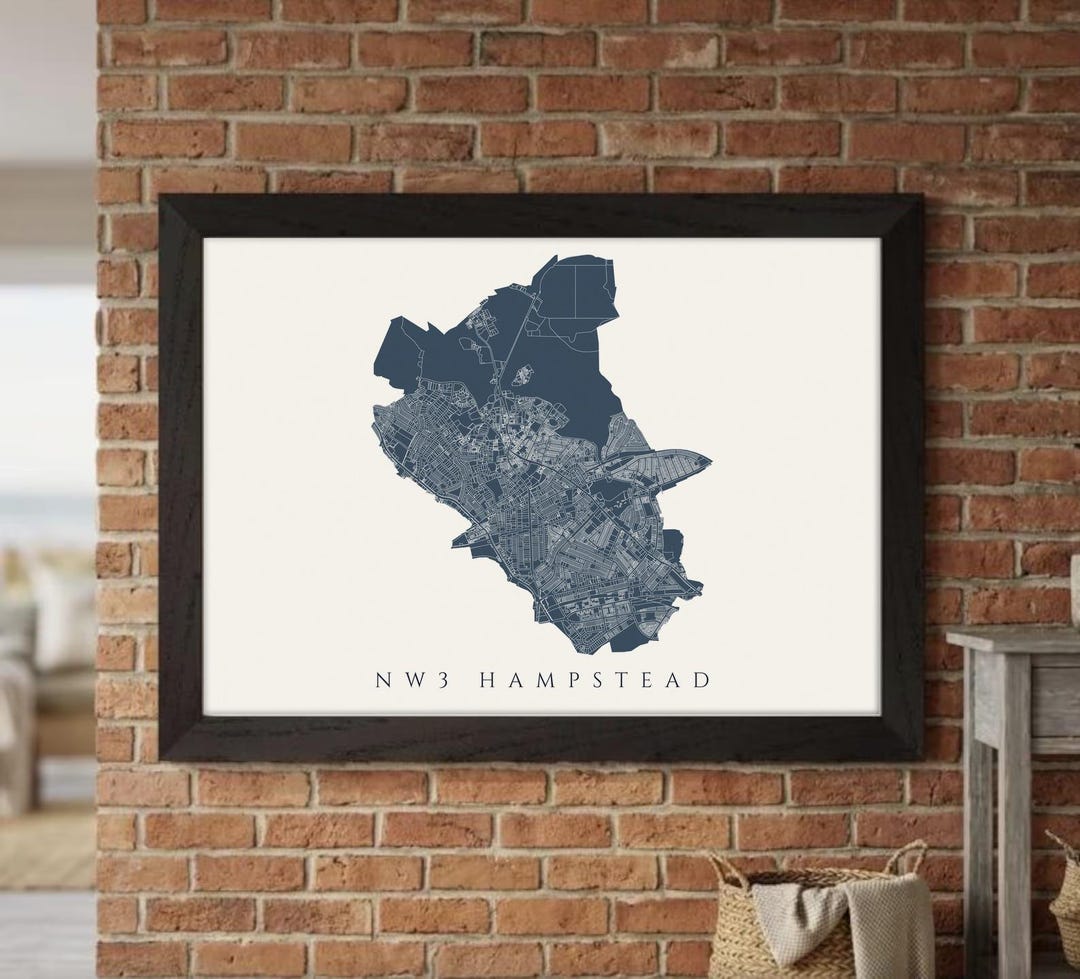 NW3 Hampstead London Map | Gallery Framed or Fine Art Print | Cadastral ...