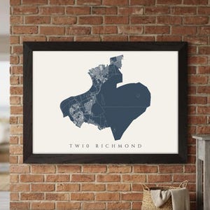 TW10 Richmond London Map | Gallery Framed or Fine Art Print | Cadastral Property Map | Housewarming | Realtor Gift
