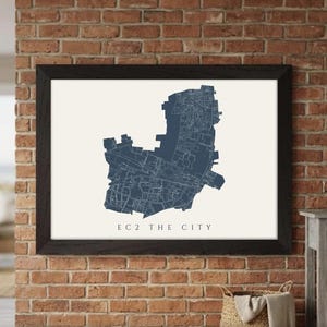 EC2 The City London Map | Gallery Framed or Fine Art Print | Cadastral Property Map | Housewarming | Realtor Gift