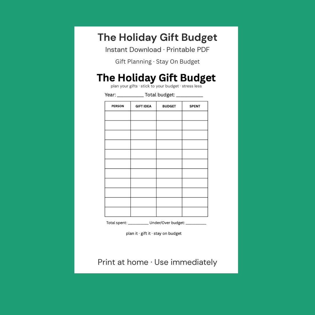 Holiday Gift Budget Planner Printable PDF, Christmas Gift Tracker ...