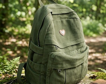 Small Canvas Backpack – Lightweight Zipper Travel & School Bag