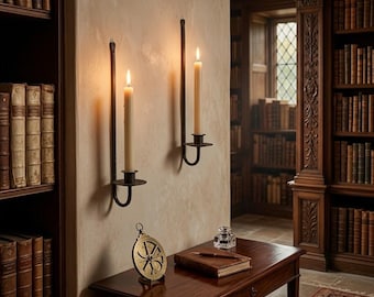 Minimalist Metal Wall Sconces – Set of 2 Candle Holders