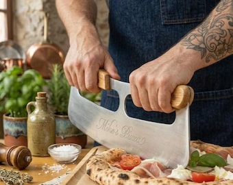 Personalized Pizza Cutter Rocker | Custom Engraved Knife for Home Chef, Pizza Lover