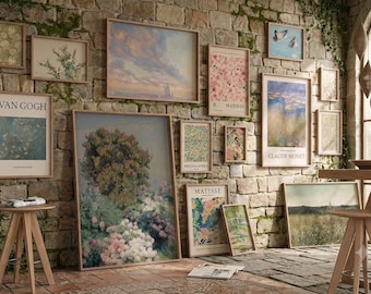 Vintage Gallery Wall Art Set: Monet, Van Gogh, Matisse, Morris (Digital Download)