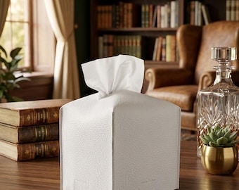 Modern PU Leather Square Tissue Box Cover – Decorative Kleenex Holder for Home, Office, Car