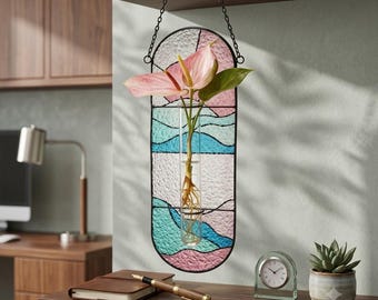 Stained Glass Hanging Flower Vase – Window Propagation Planter Suncatcher Decor