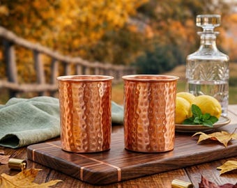 100% Pure Hand-Hammered Copper Tumbler: Ayurvedic Wellness Water Glass