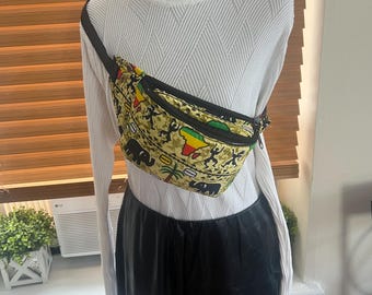 Handmade Ankara Fanny Pack, African Wax Print Crossbody Belt Bag