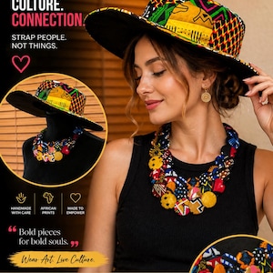 Handmade Ankara Button Statement Necklace, Colorful Ethnic Bib Jewelry