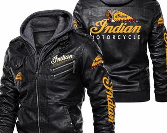 インディアンモーターサイクルレザージャケット – ダメージ加工ブラウンバイカースタイルパーカー