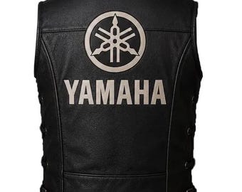 New Yamaha Biker 100% cowhide leather vest Motorcycle gear, Gift for him