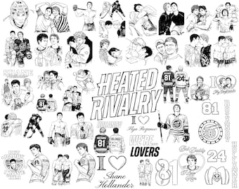 Pacchetto SVG Heated Rivalry / 31 design – Rivali dell'hockey, momenti di Shane e Ilya / PNG + Vettore / Download istantaneo / Cricut
