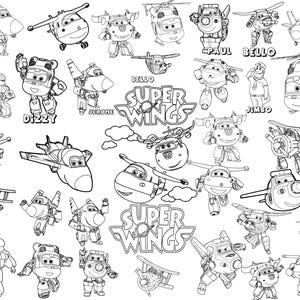 Super Wings SVG Bundle | 34 Designs Kids Airplane Characters, Jett Dizzy Donnie Jerome | PNG + Vector | Instant Download | Cricut