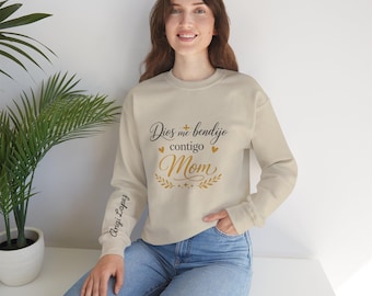 Regalo cristiano para mamá, sudadera española con cuello redondo y temática religiosa, regalo religioso para el Día de la Madre, ropa inspiradora para mamás.