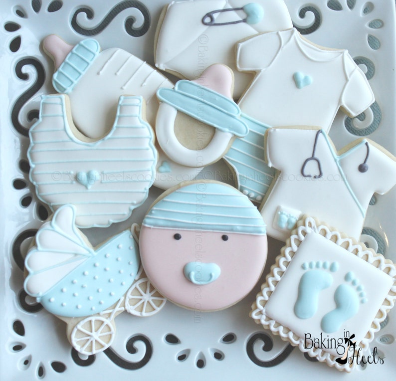 18 Baby Boy Decorated Cookies Baby Cookies Nurse Thank You Etsy
