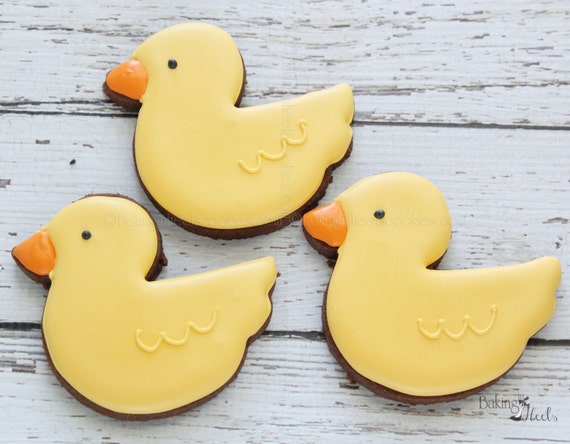 Baby Rubber Ducky Decorated Sugar Cookie Favors Duck Baby Etsy