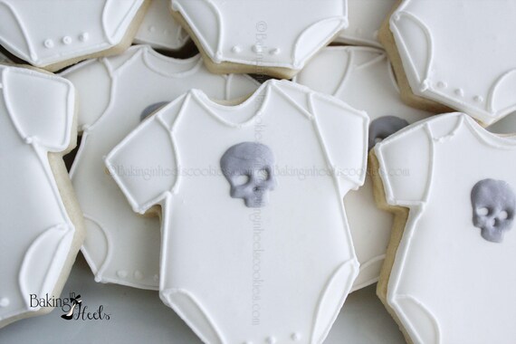 Pirate Baby Shower Cookies Skull Onesie Skull Baby Shower Etsy