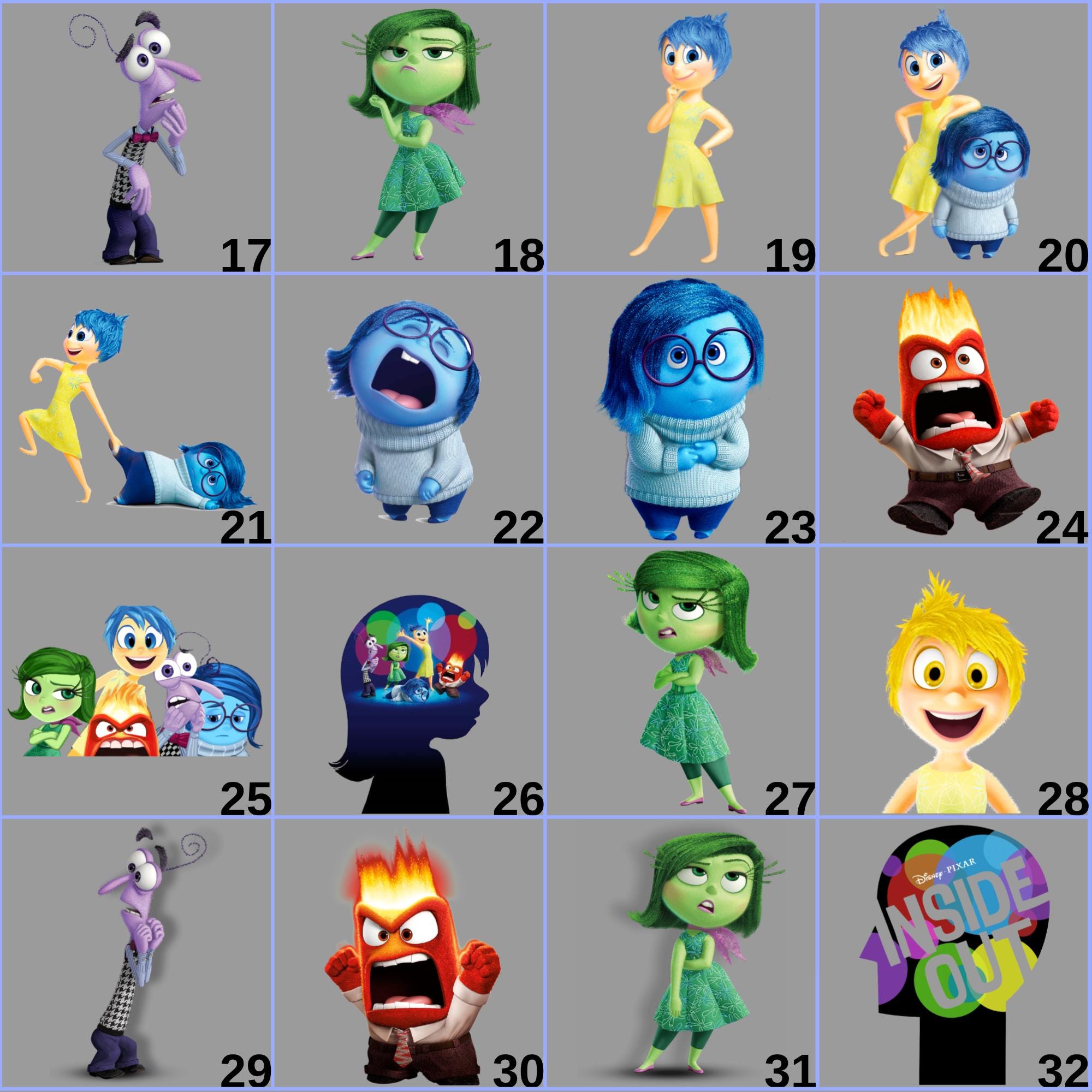 Inside Out Characters DTF Transfer, Anxiety Character Iron On, Emotions ...