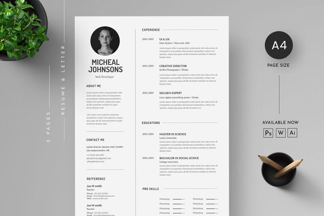 ATS Resume Template | Modern Professional CV | Word Document (instant ...