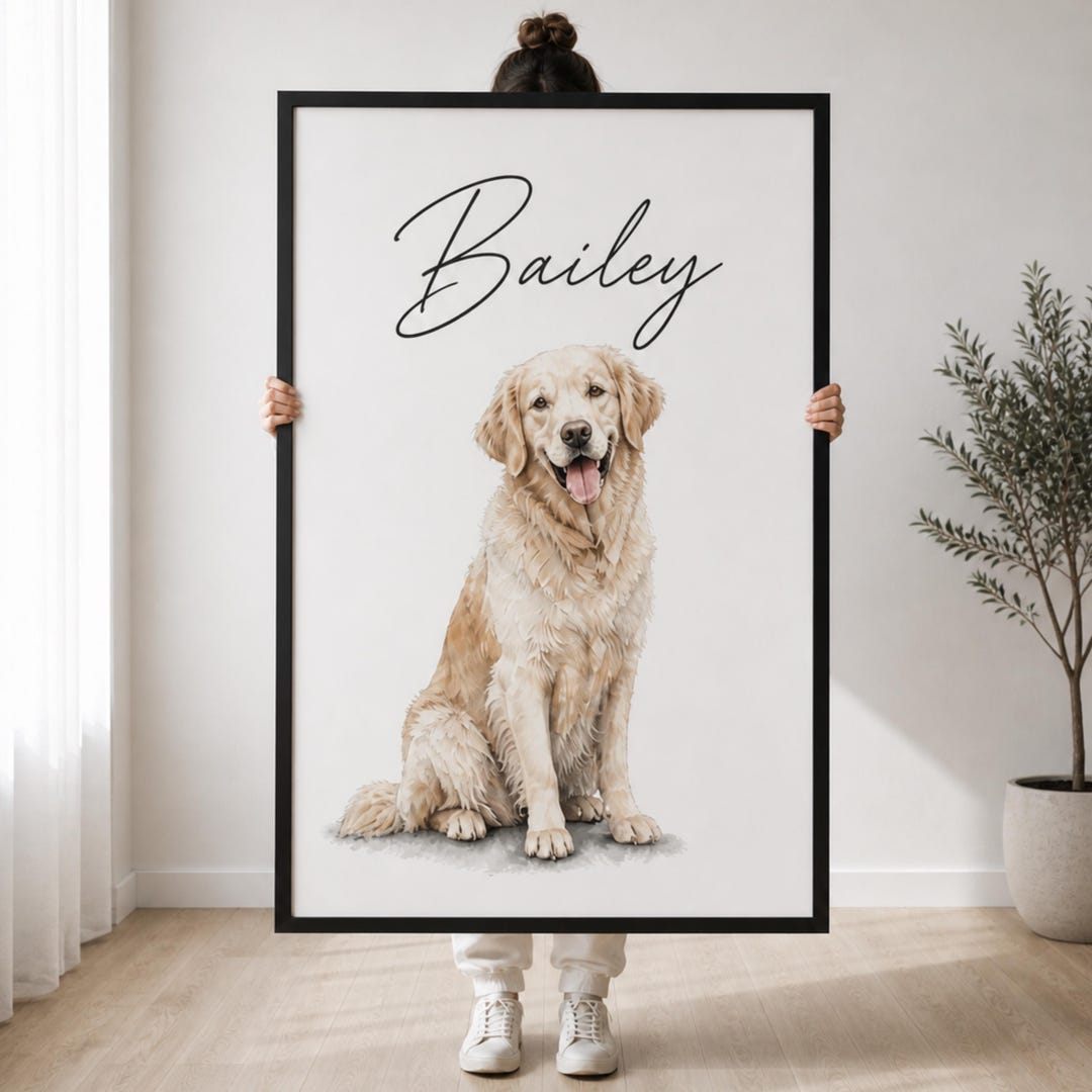 Custom Dog Portrait From Photo, Personalized Pet Print, Minimalist Dog ...