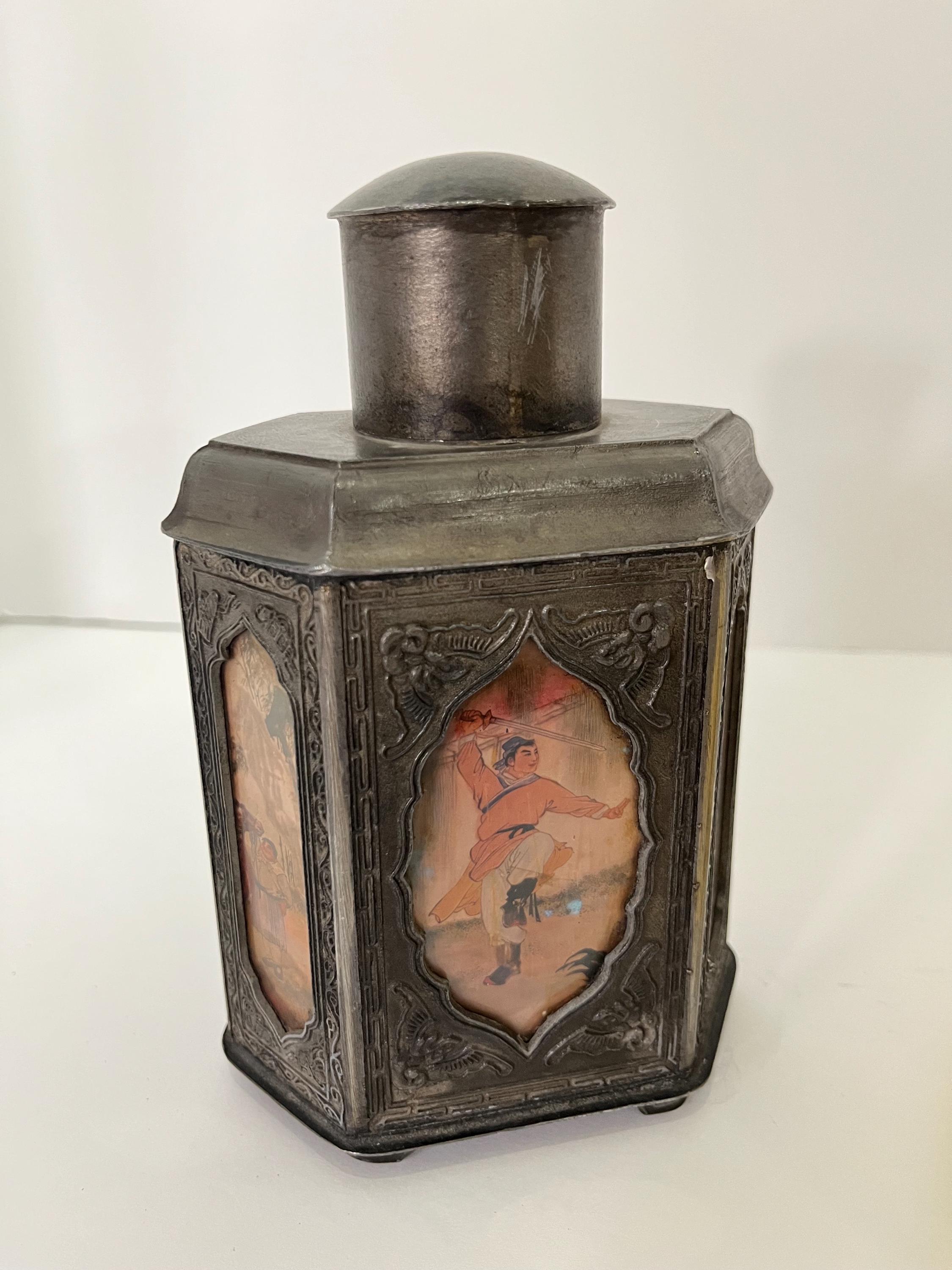 Pewter Chinese Tea Caddy - Etsy